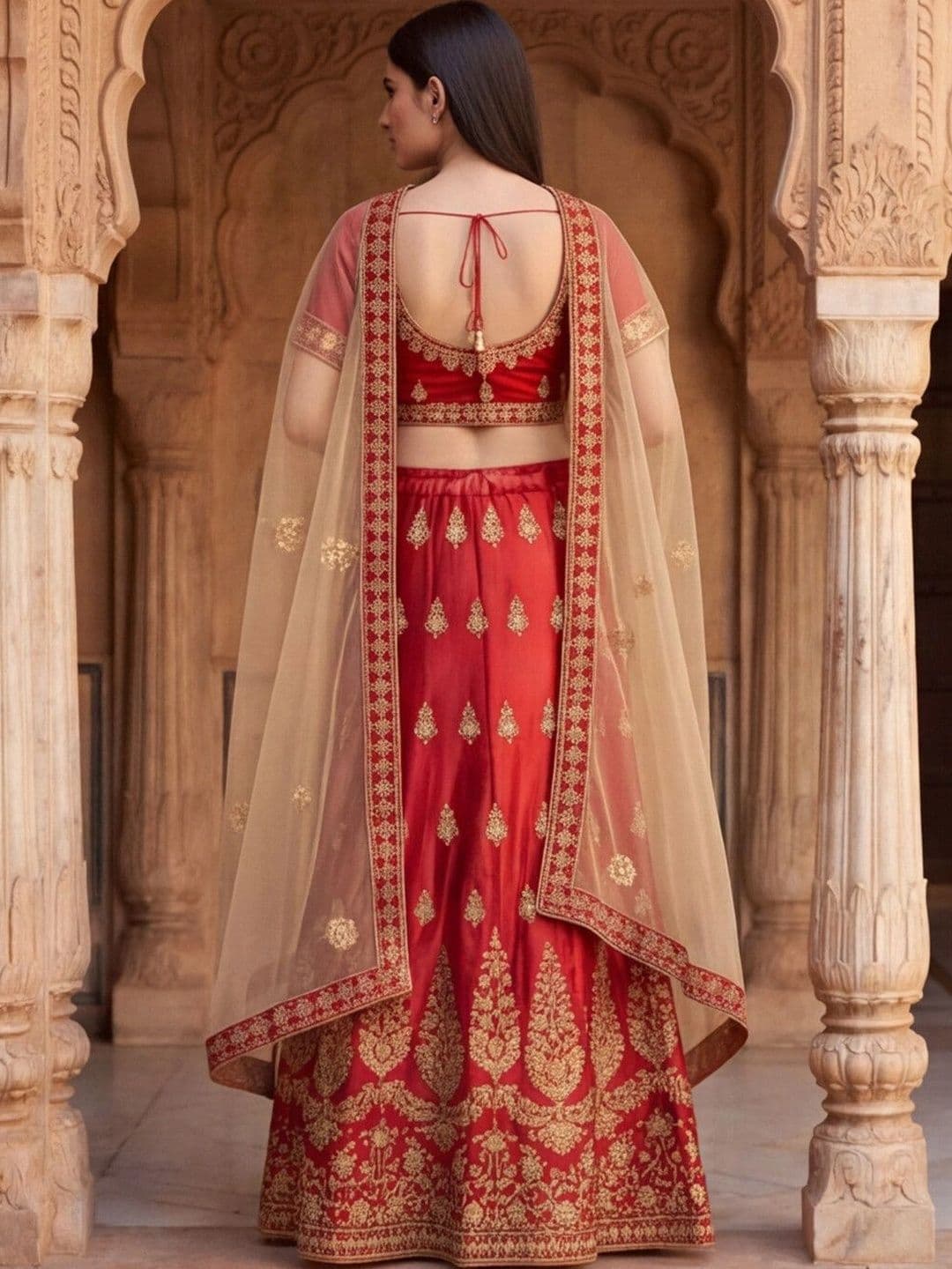 Anouk Rustic Embroidered Semi-Stitched Lehenga & Unstitched Blouse With Dupatta thumbnail 2