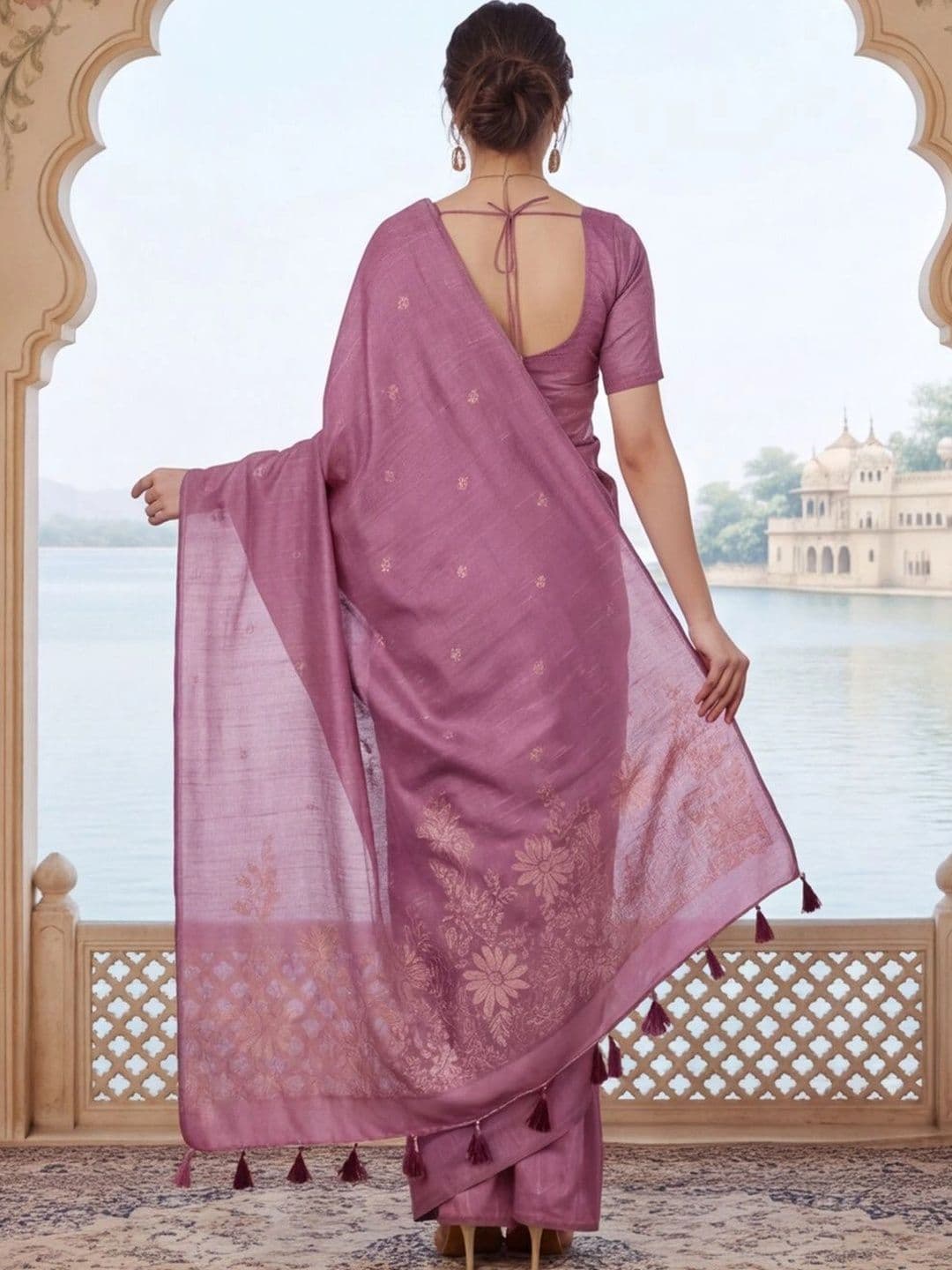 Jaipur Kurti Woven Design Zari Silk Cotton Fusion Banarasi Saree thumbnail 3