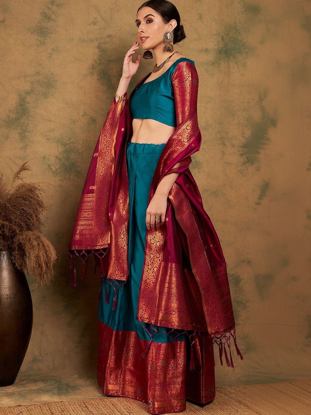 Mitera Semi-Stitched Lehenga & Unstitched Blouse With Dupatta thumbnail 4