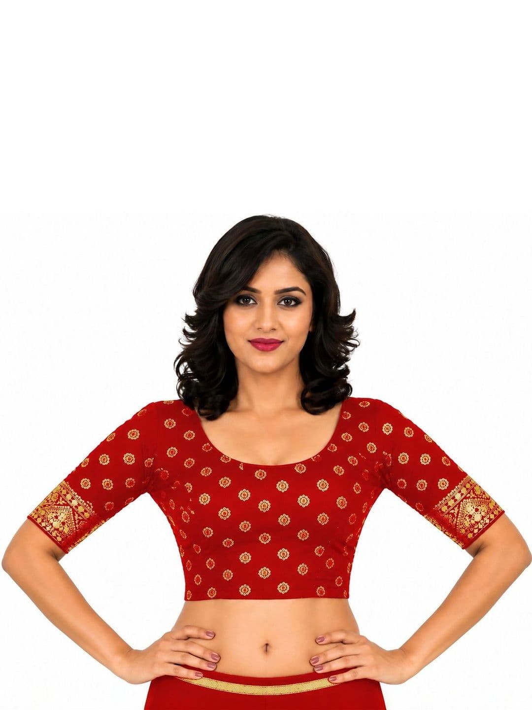 SmartQueen Woven Design Zari Saree Blouse - view 1