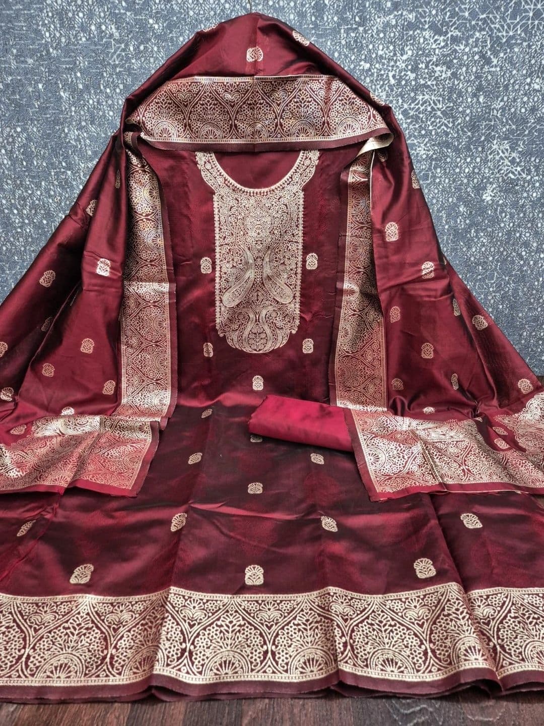 Milvia Art Silk Unstitched Dress Material thumbnail 2
