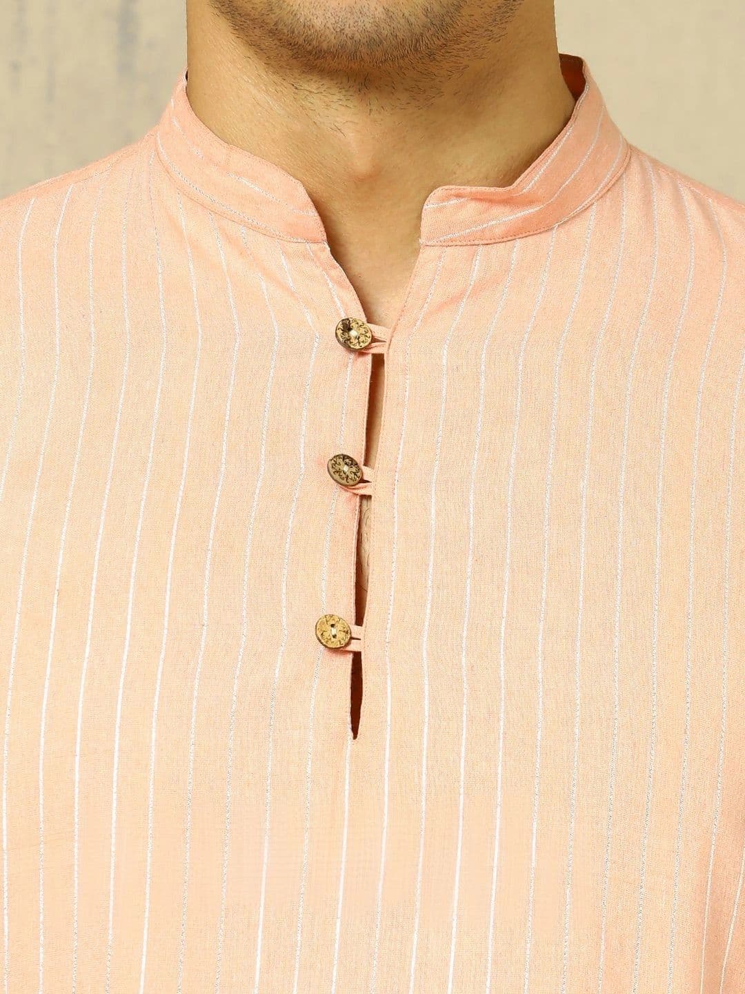 Anouk Woven Design Solid Cotton Handloom Mandarin Collar Short Kurta thumbnail 5