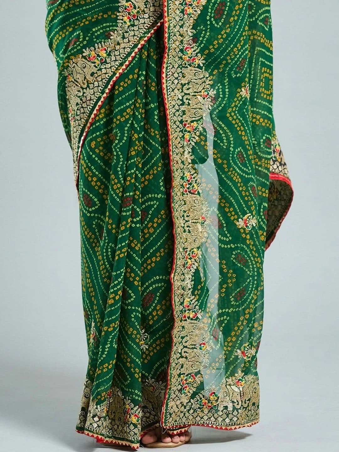 SAMANTHA Bandhani Embroidered Poly Georgette Bandhani Saree thumbnail 4