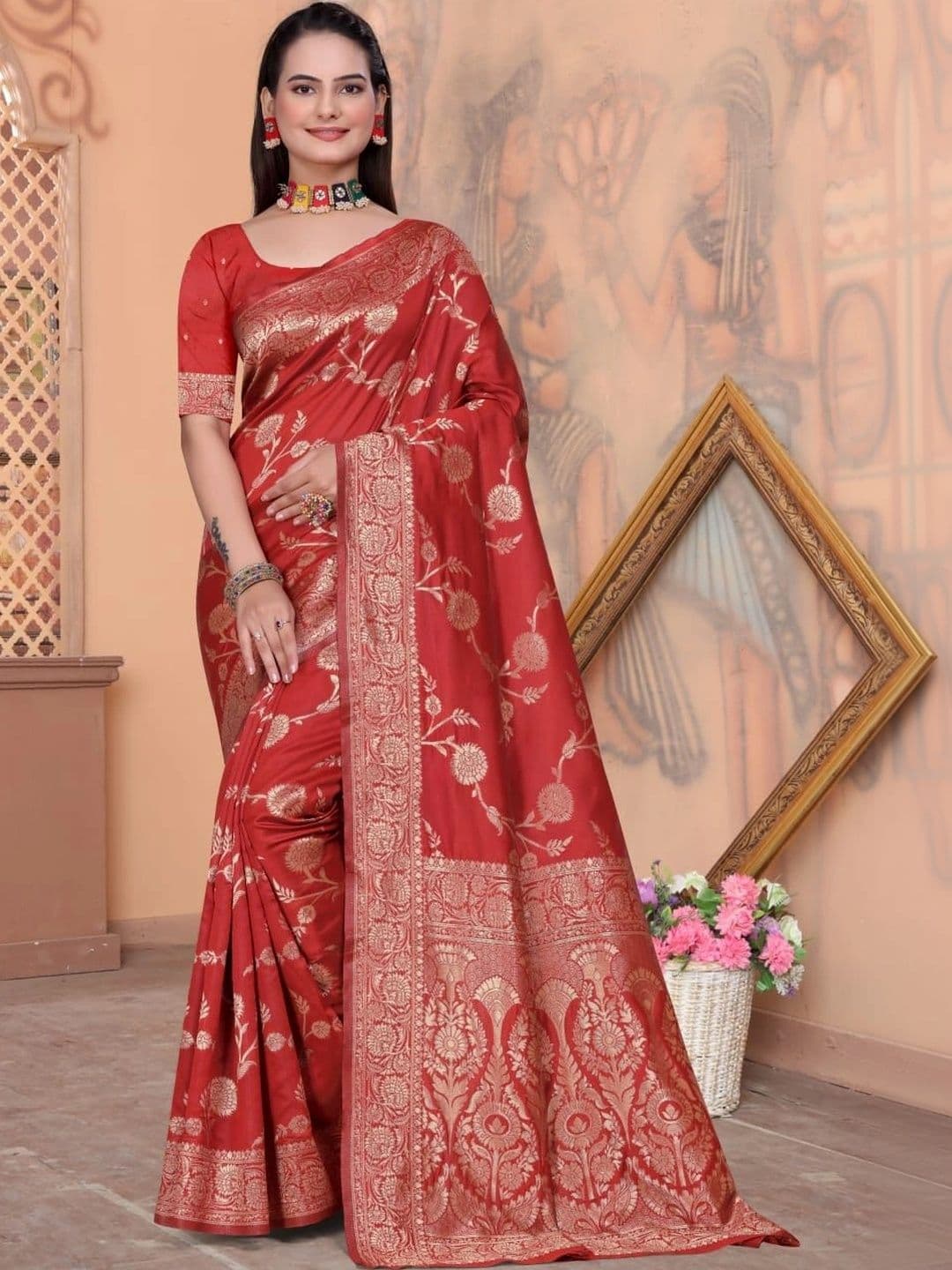 revika Woven Design Zari Art Silk Designer Kanjeevaram Saree - view 1