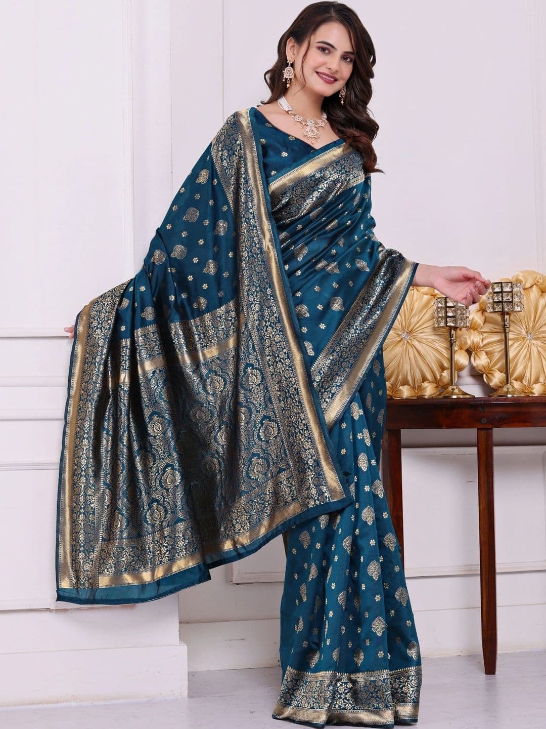 revika Woven Design Zari Art Silk Designer Kanjeevaram Saree thumbnail 6