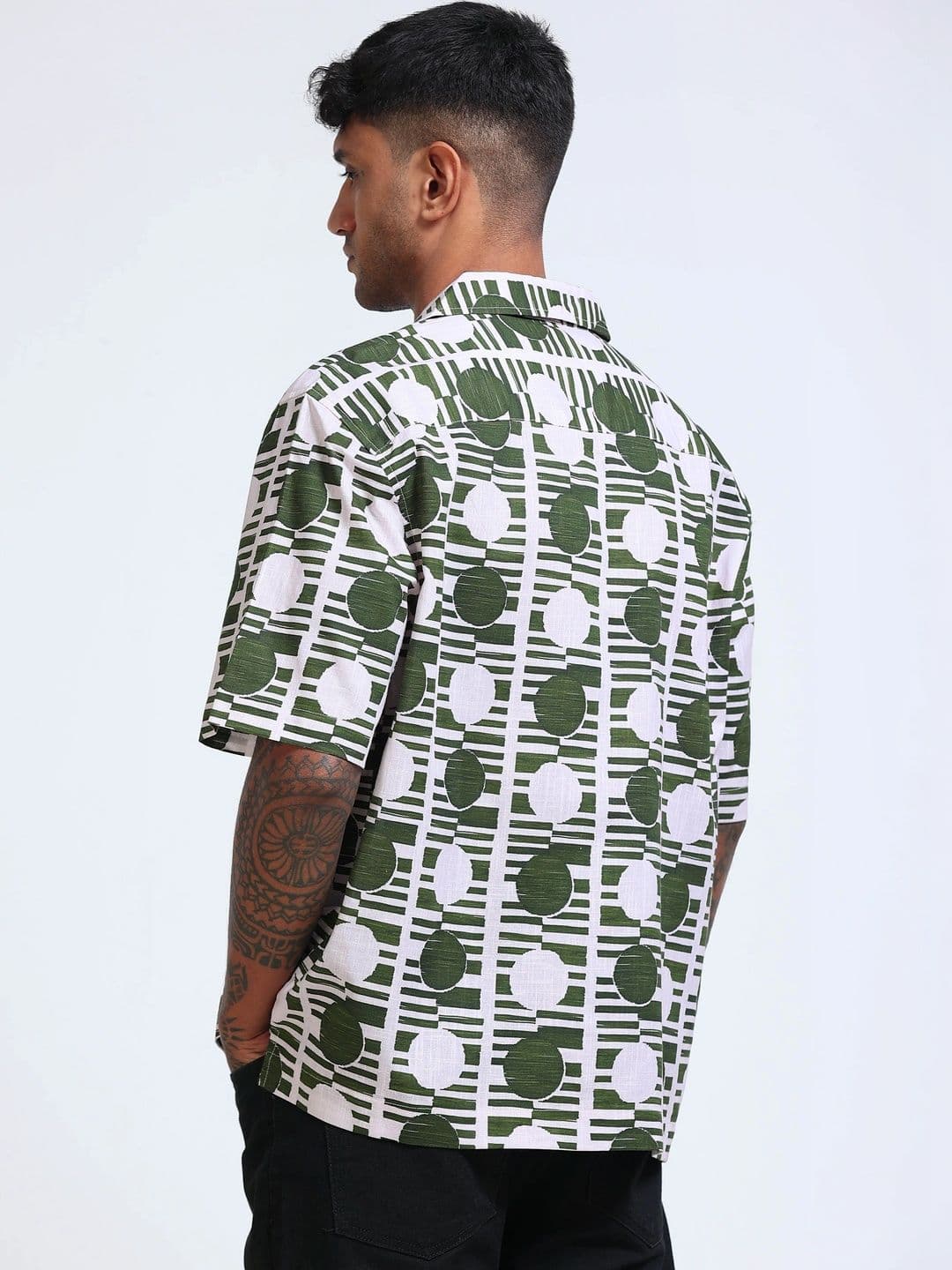 StitchX Men Cotton Half Sleeve Breezy Abstract Printed Boxy Fit Shirt thumbnail 7