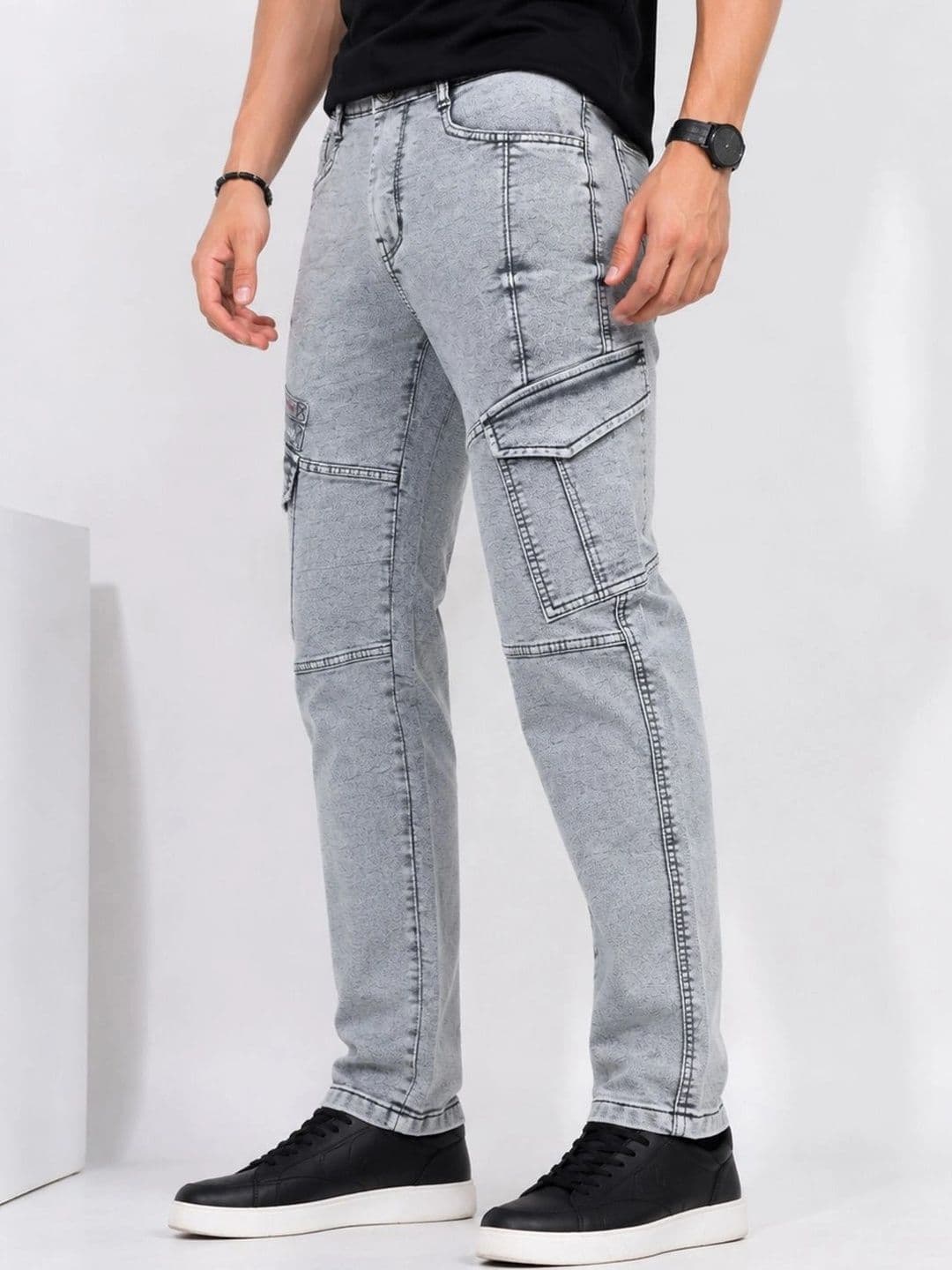 GEX Men Jean Regular Fit Mid-Rise Light Fade Stretchable Jeans thumbnail 3