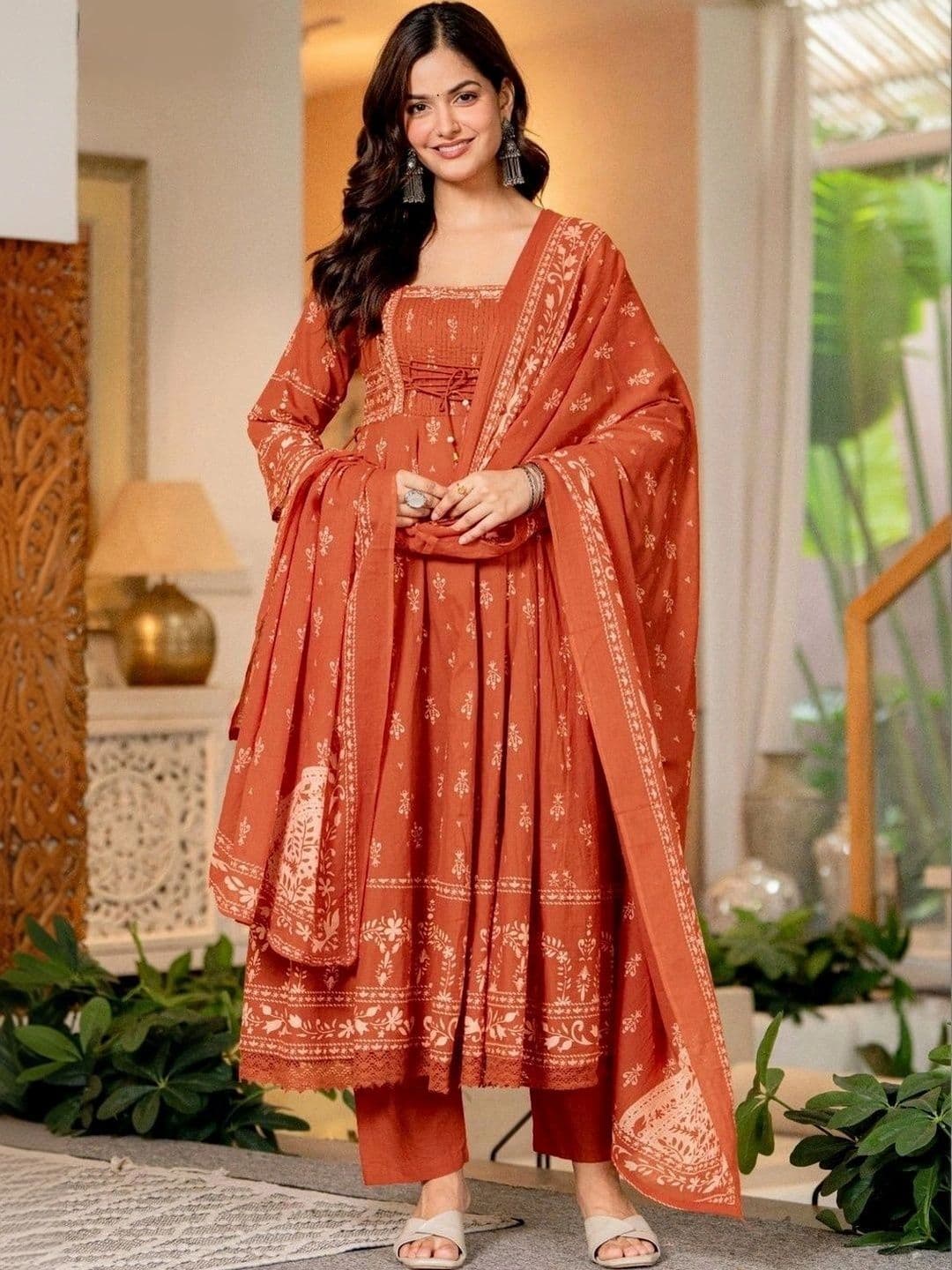 Anouk Women Ethnic Motifs Printed Regular Pure Cotton Kurta with Trousers & With Dupatta - view 1