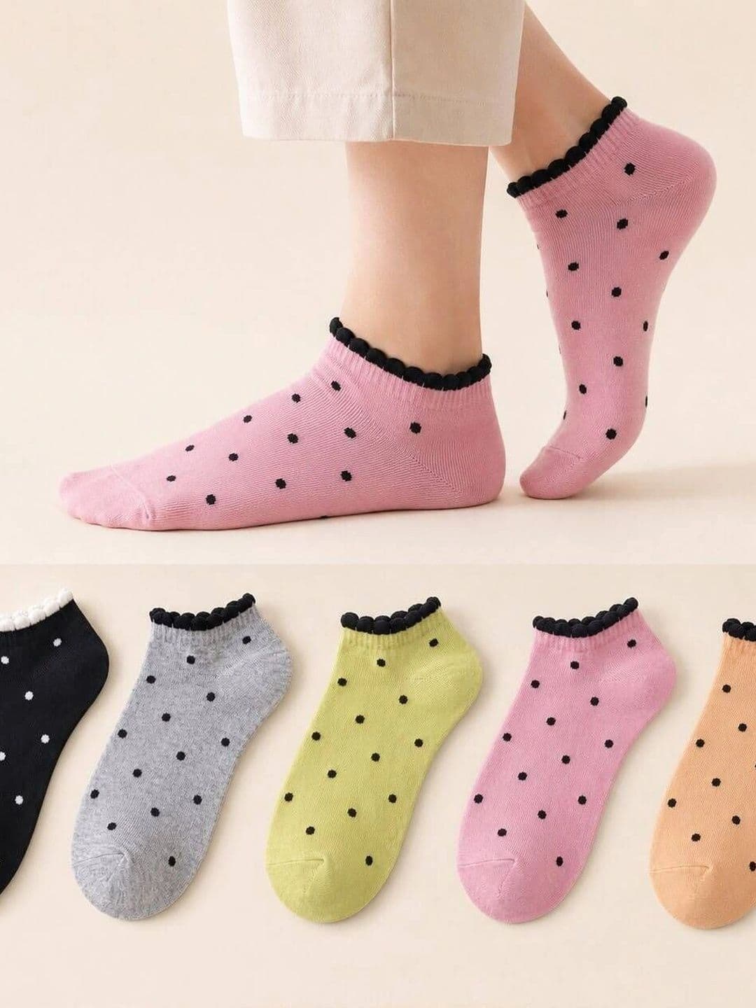 MERCEHIVE Men Pack of 5 Cotton Assorted Patterned Ankle Length Socks - view 1