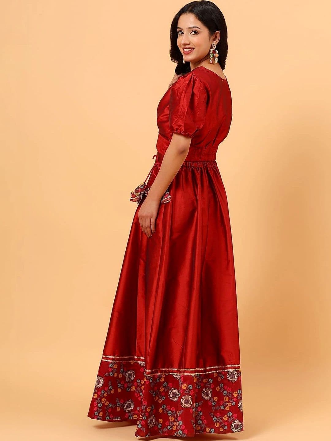 Frolic Rolic Silk Printed Border Skirt & Solid Silk Blouse Set thumbnail 6
