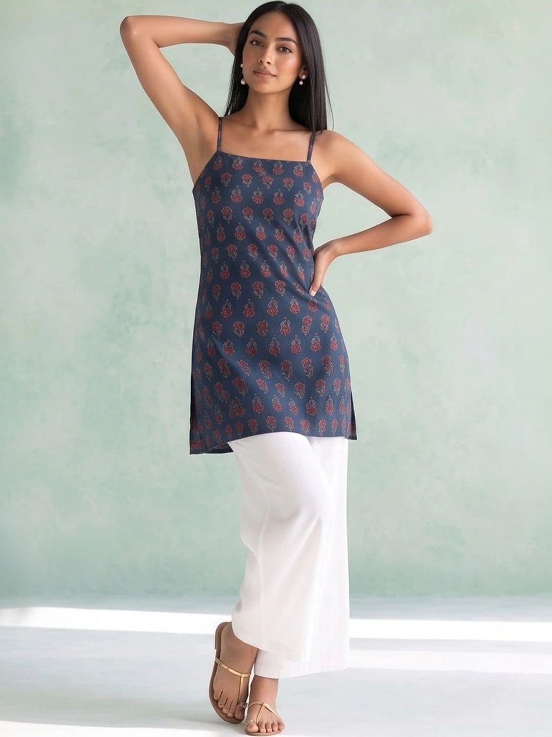 AADVIKA Ethnic Motifs Printed Square Neck Kurti thumbnail 3