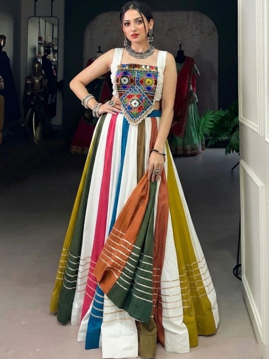 Anouk Embroidered Semi-Stitched Lehenga & Unstitched thumbnail 6