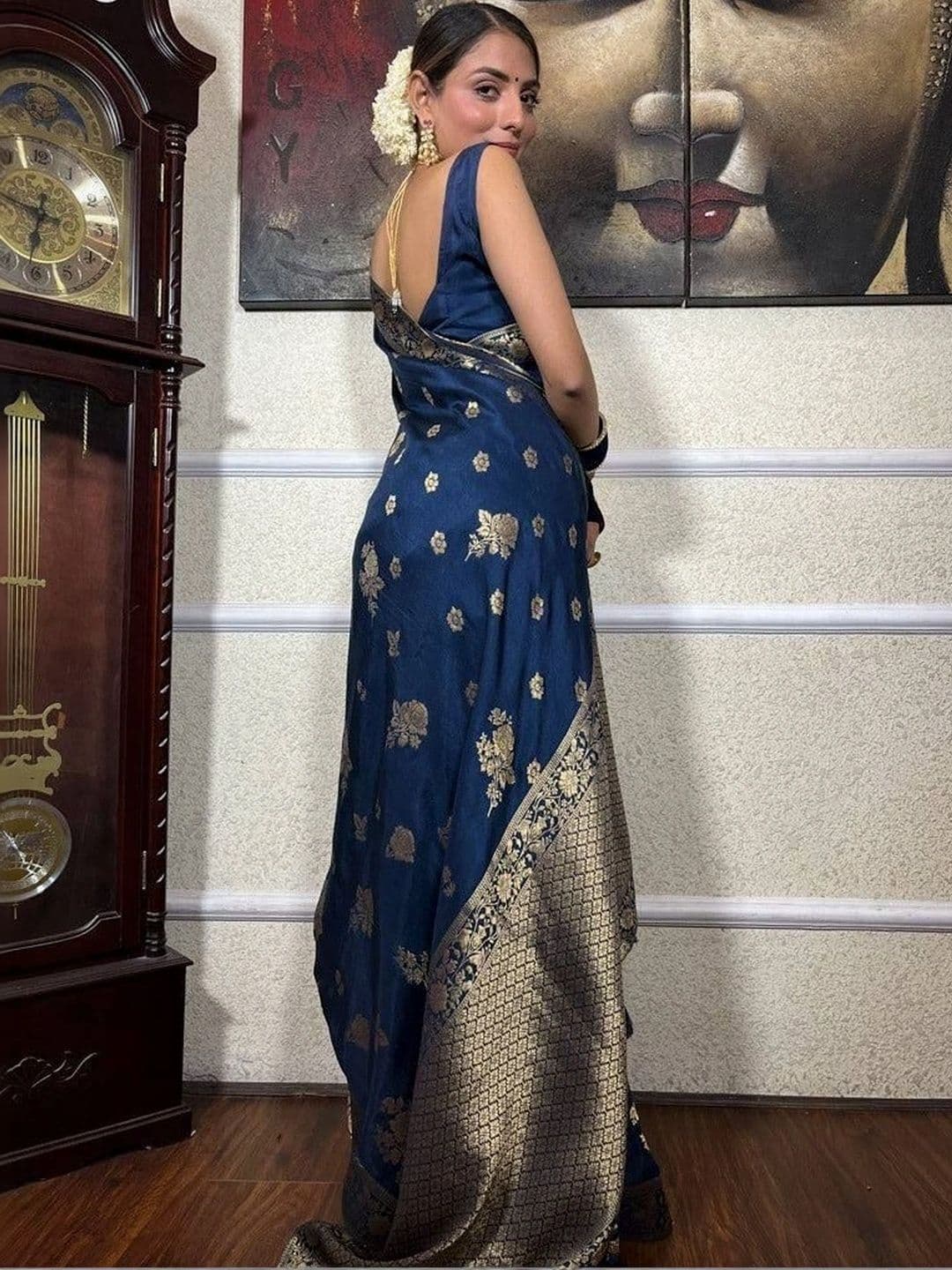 revika Woven Design Zari Art Silk Designer Kanjeevaram Saree thumbnail 3