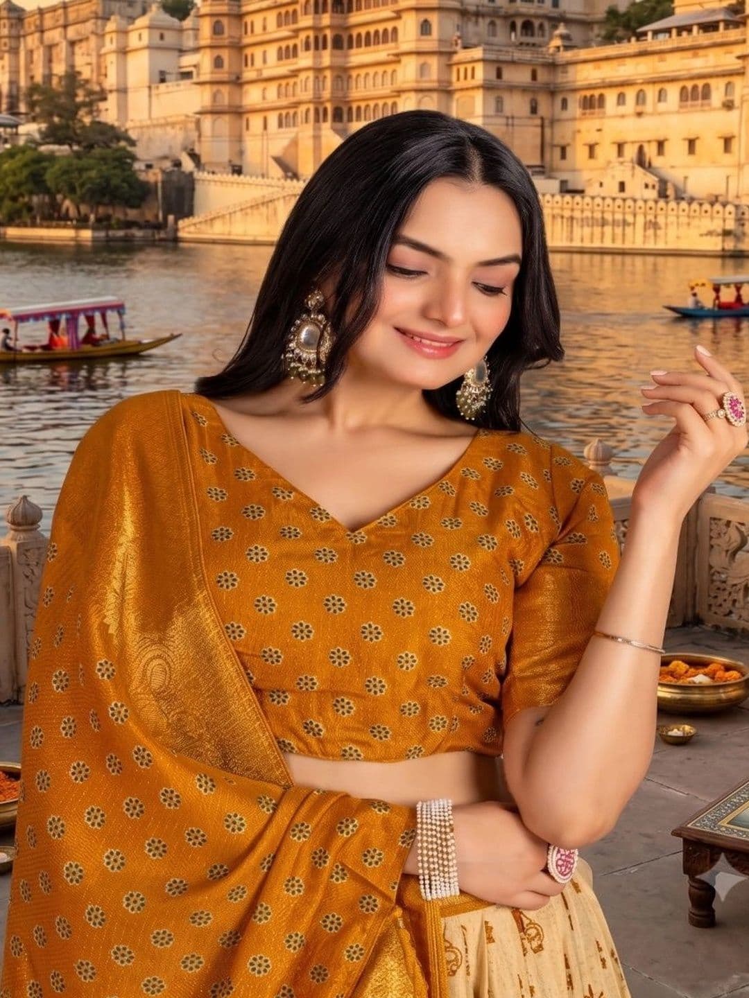 Anouk Printed Semi-Stitched Lehenga & Unstitched Blouse With Dupatta thumbnail 4