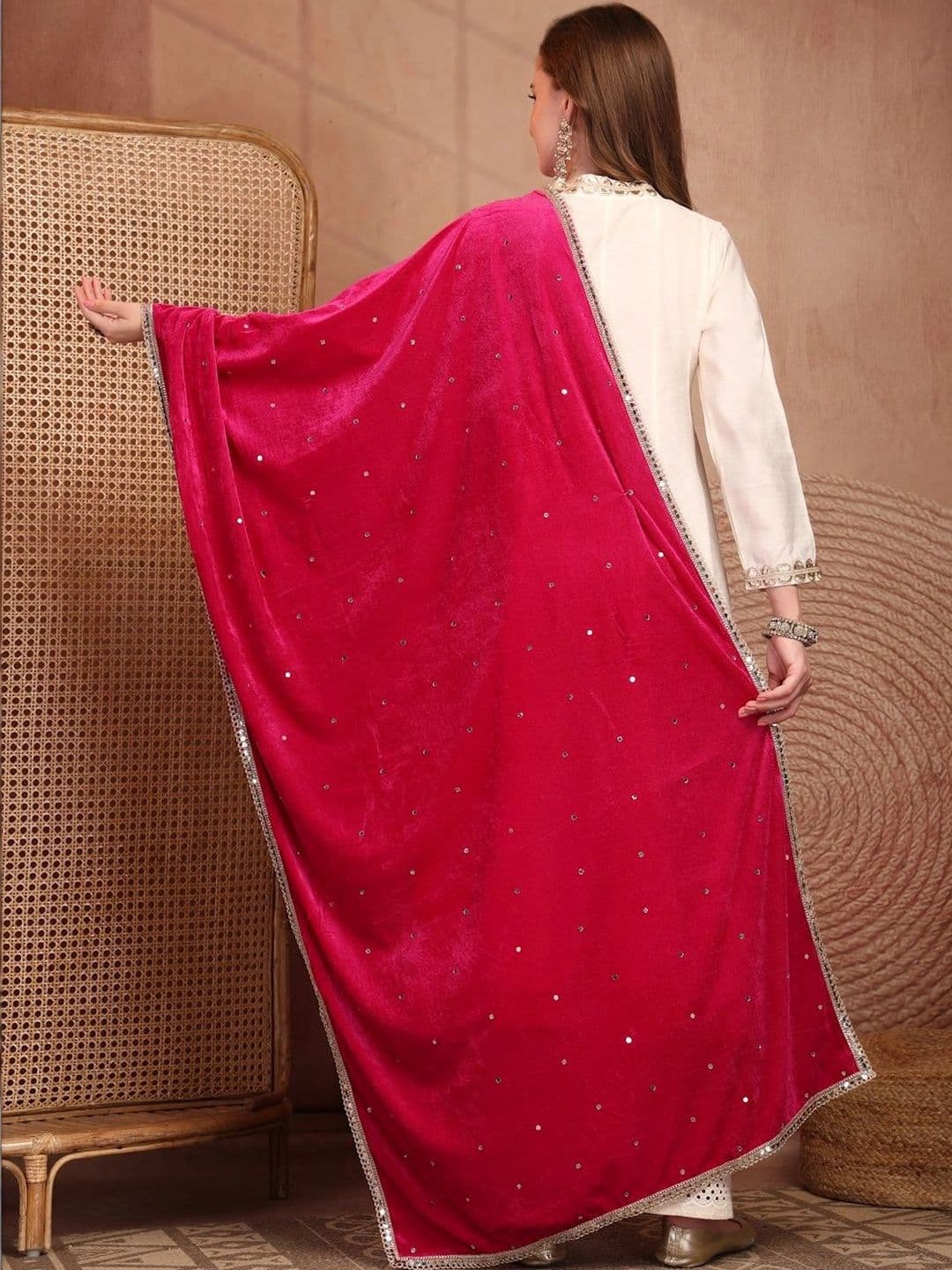 Clora Creation Velvet Dupatta with Sequinned thumbnail 2
