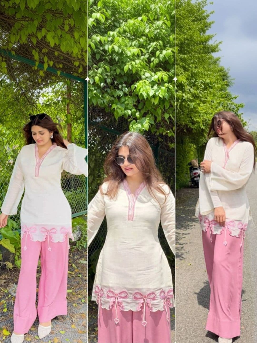 NILHARI Women Embroidered Regular Thread Work Pure Silk Kurta with Palazzos thumbnail 2