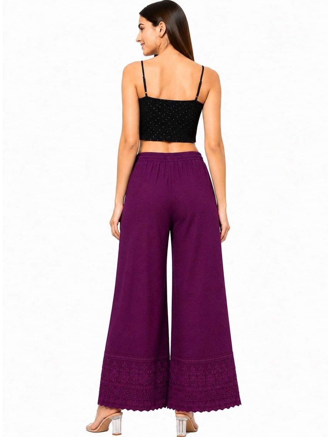 Threadbloom Women Embroidered Knitted Ethnic Palazzos thumbnail 4