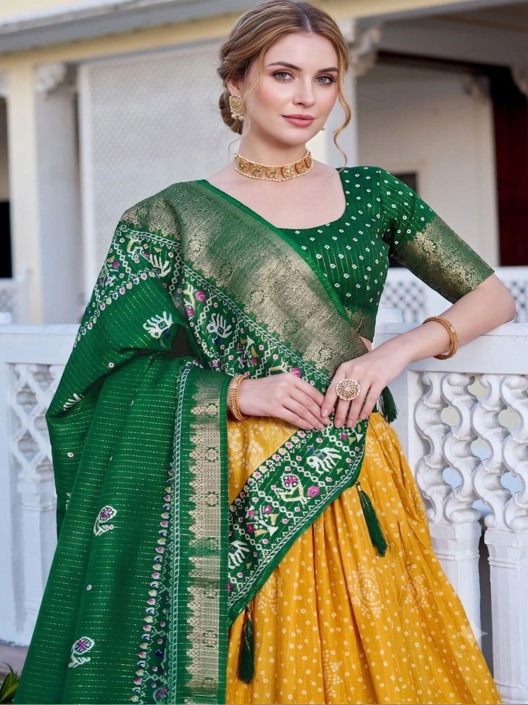 Anouk Printed Semi-Stitched Lehenga & Unstitched Blouse With Dupatta thumbnail 4
