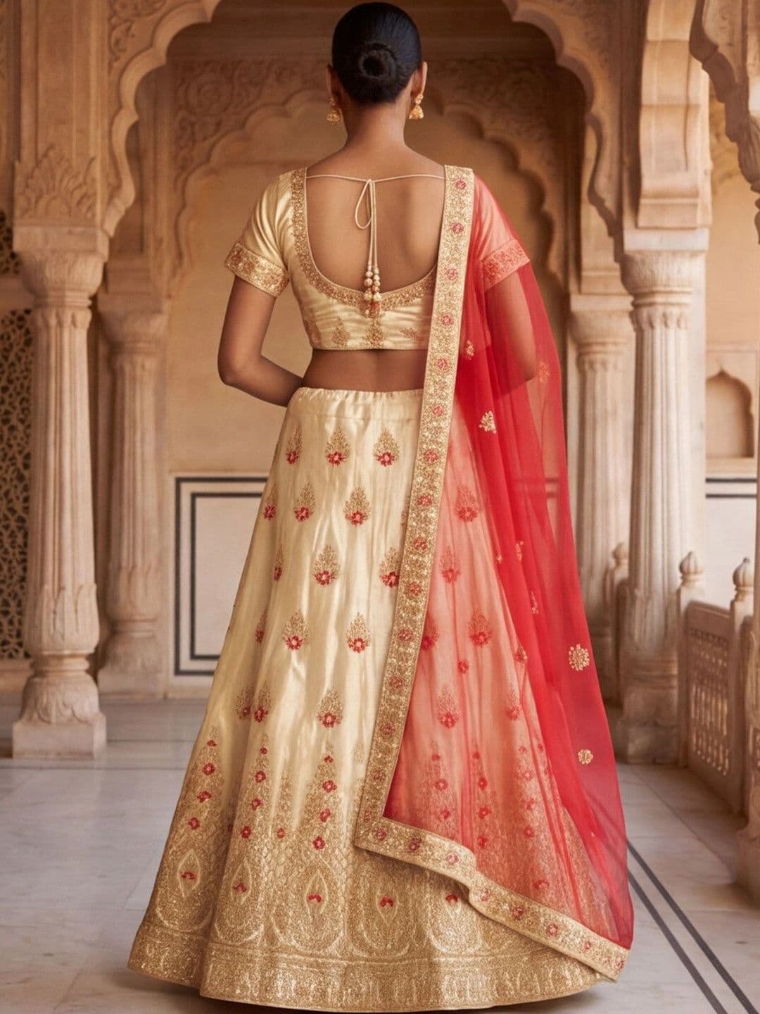 Anouk Rustic Embroidered Semi-Stitched Lehenga & Unstitched Blouse With Dupatta thumbnail 2