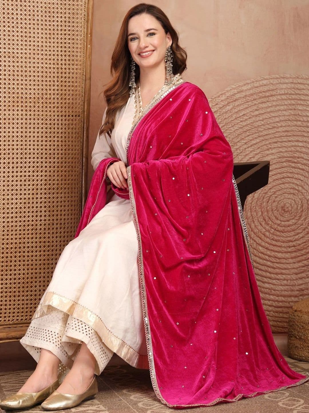 Clora Creation Velvet Dupatta with Sequinned thumbnail 6