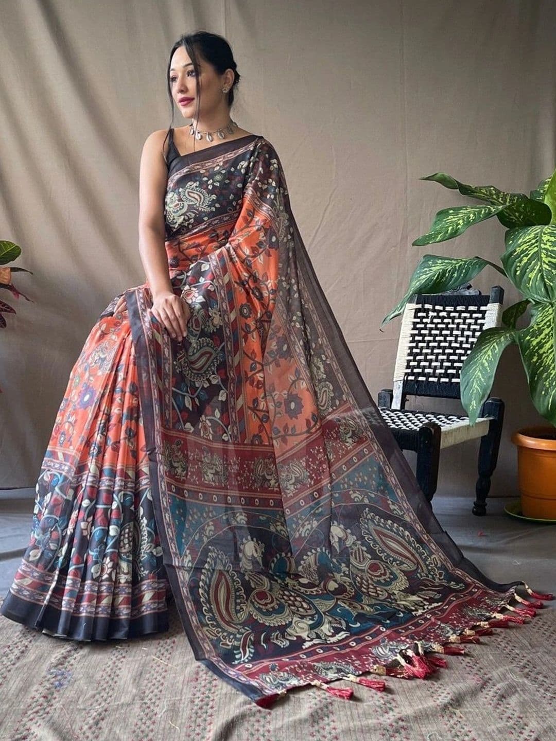 Mitera Kalamkari Print Saree - view 1