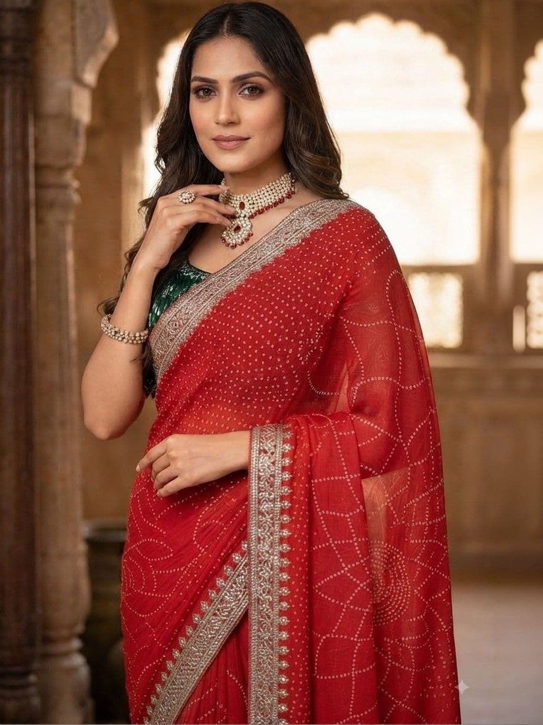 SmileyFashion Embellished Embroidered Art Silk Designer Saree thumbnail 4
