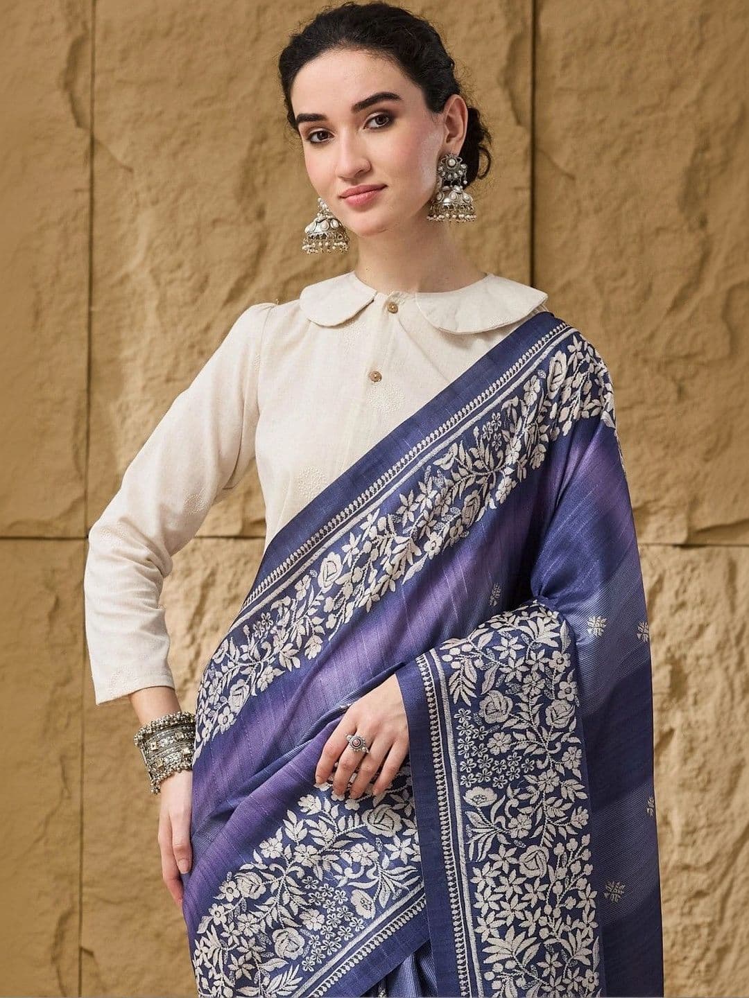 Suha Floral Silk Blend Saree thumbnail 6