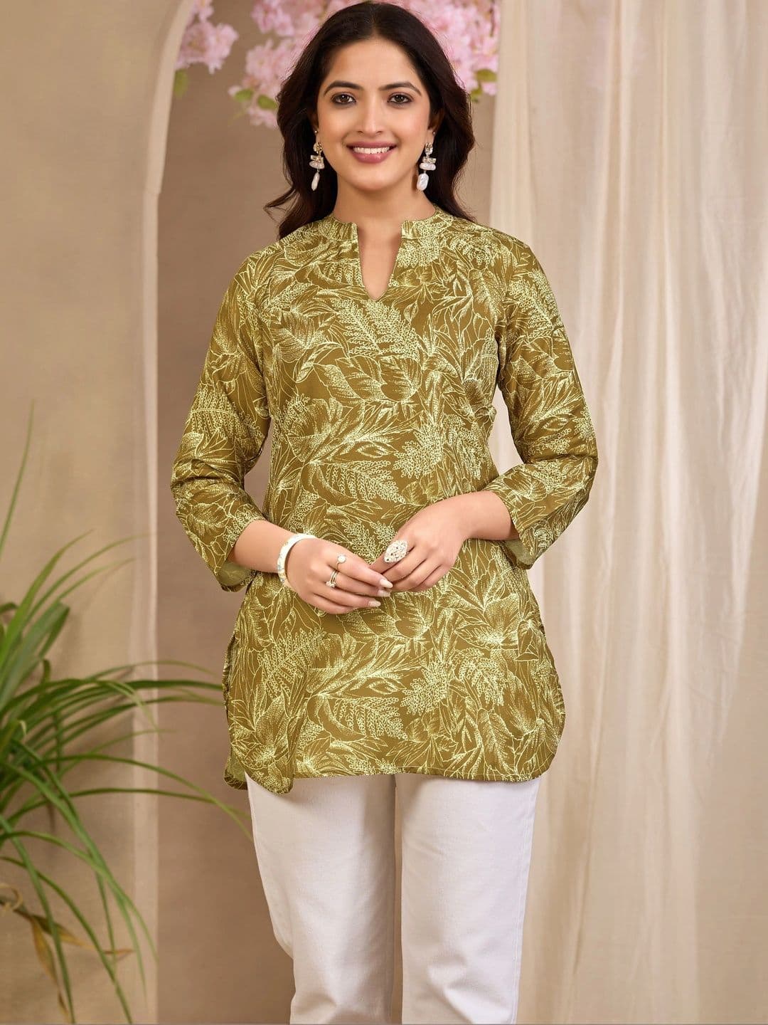 Klotden Viscose Rayon Printed Tropical Tunic - view 1