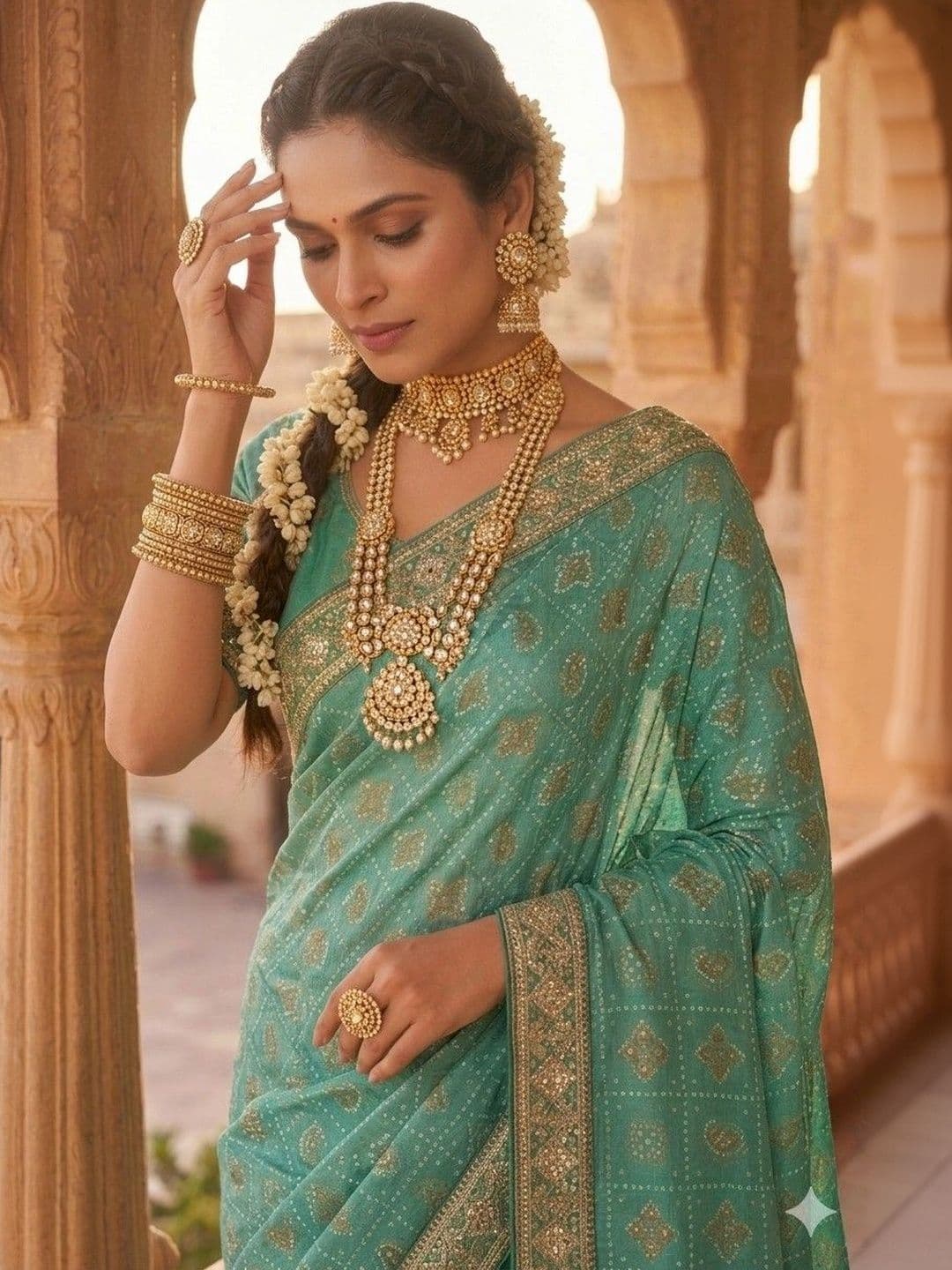 SmileyFashion Bandhani Embroidered Art Silk Designer Bandhani Saree thumbnail 2