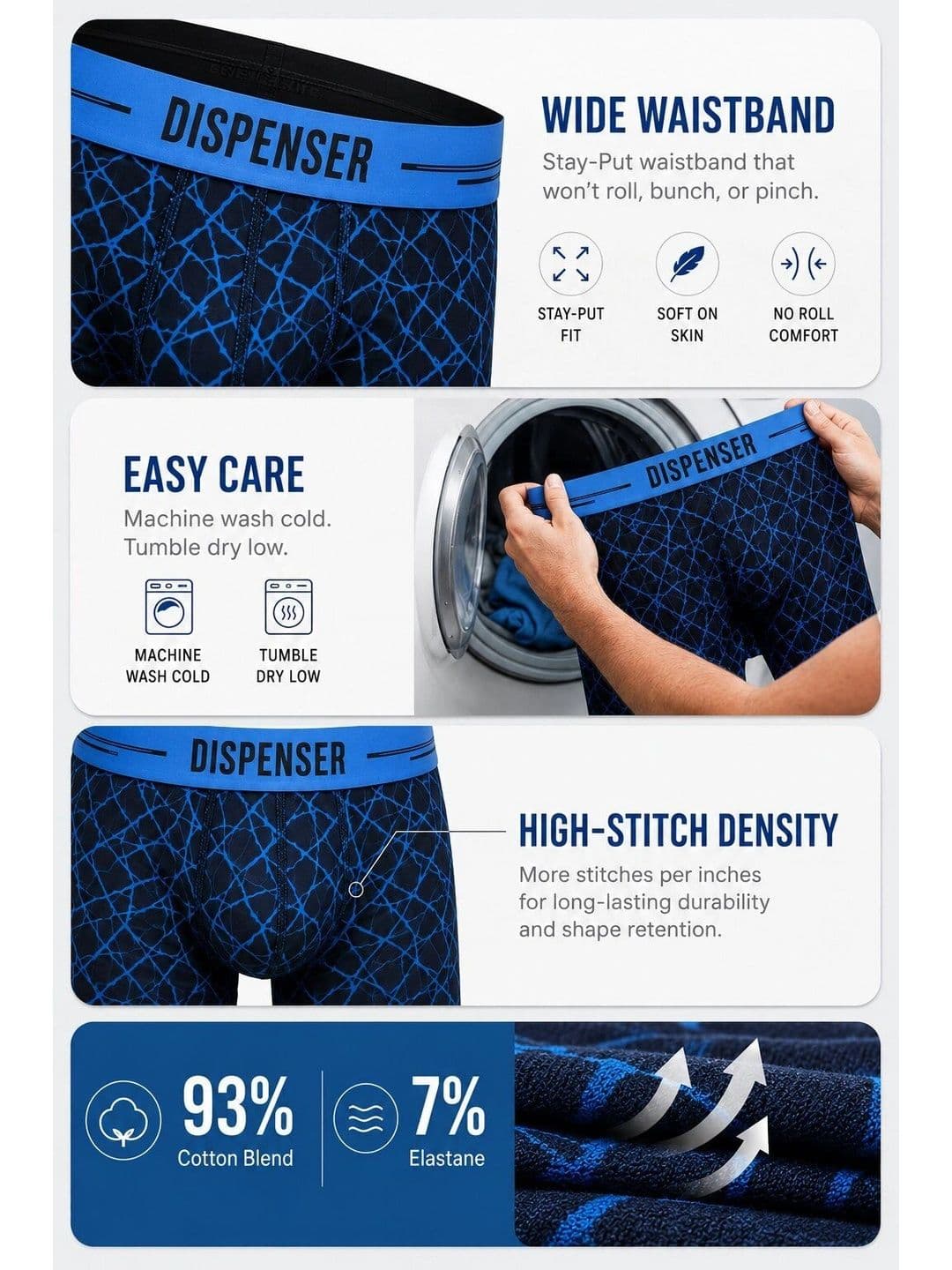 DISPENSER Pack of 4 Cotton Blend Assorted Printed Trunks thumbnail 7