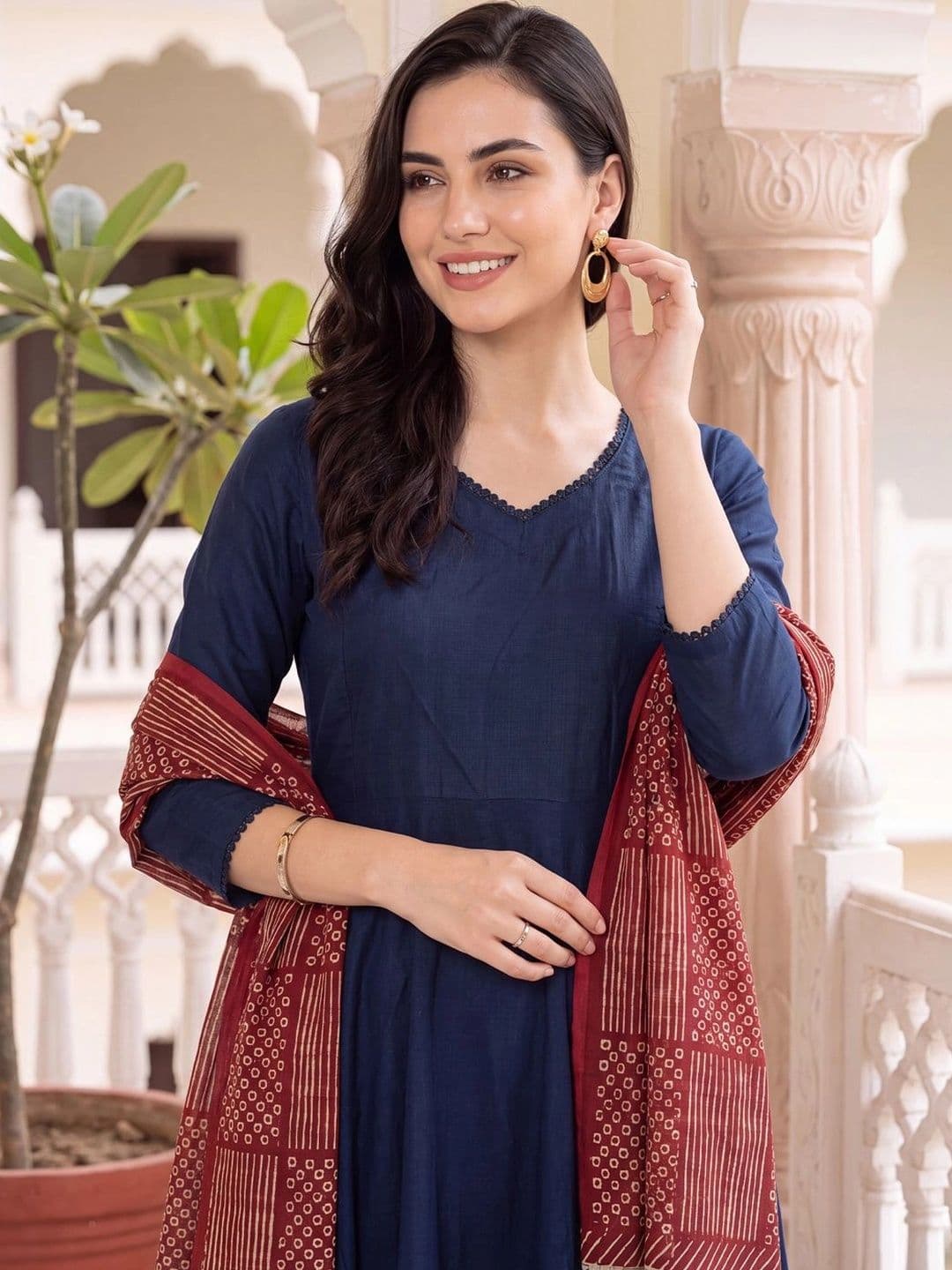Indo Era Women Ethnic Motifs Regular Kurta with Trousers & With Dupatta thumbnail 5