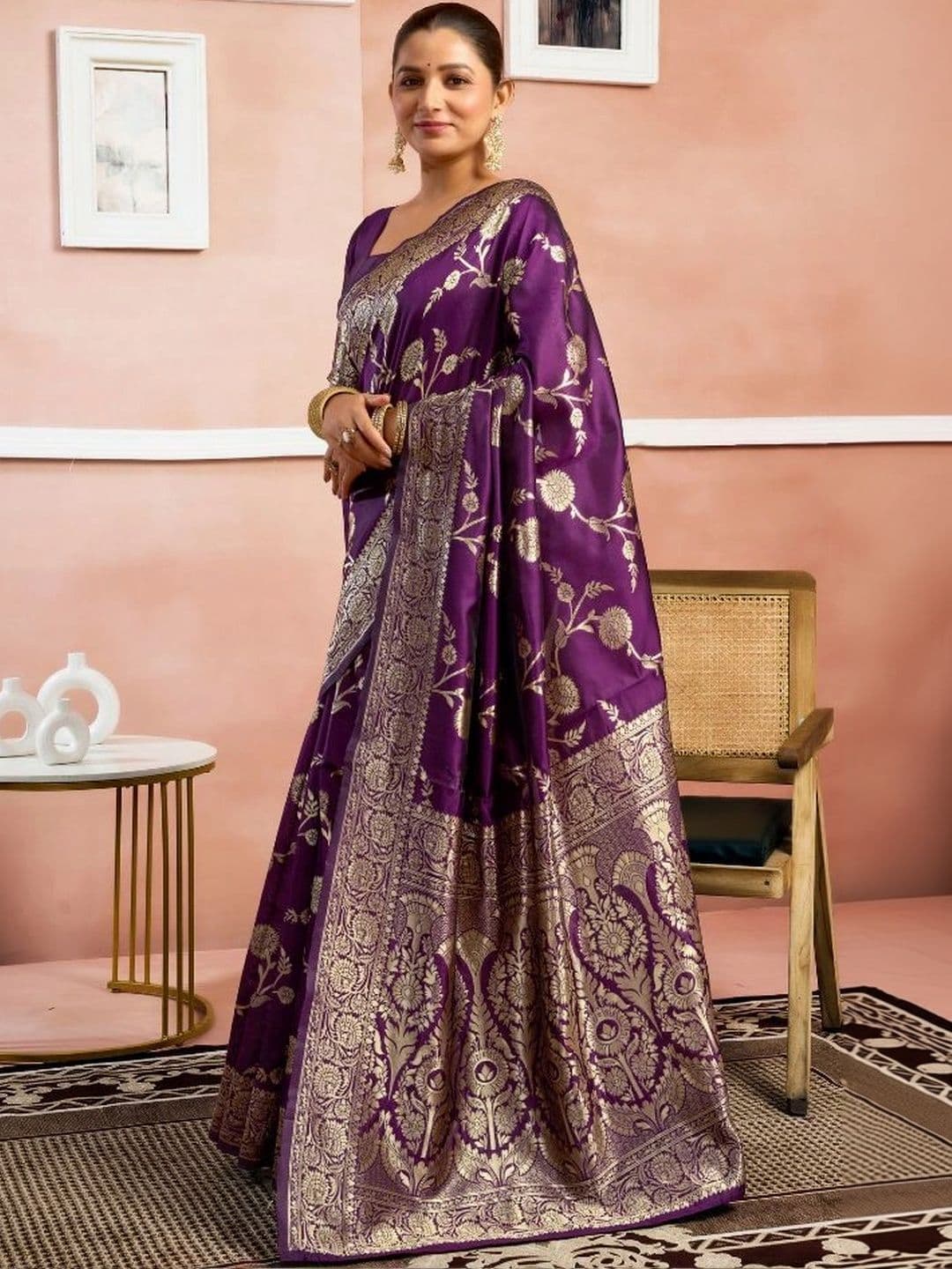 revika Woven Design Zari Art Silk Designer Kanjeevaram Saree thumbnail 3