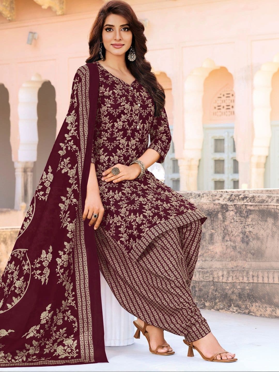 shree jeenmata collection Printed Pure Cotton Unstitched Dress Material - view 1