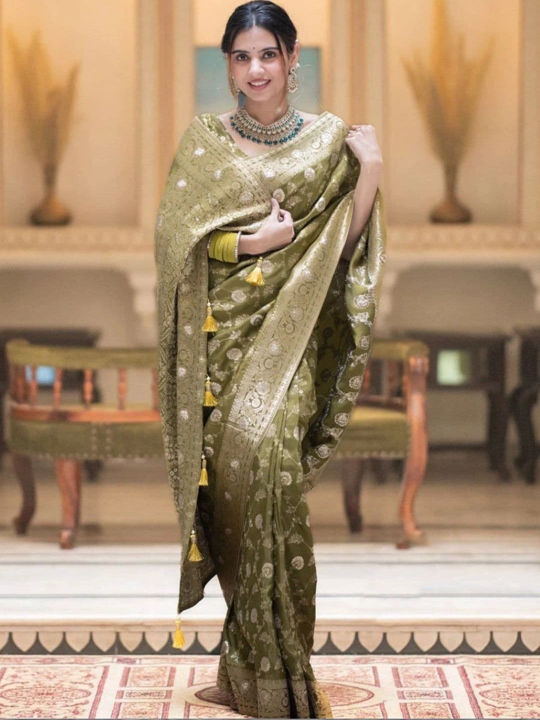 revika Woven Design Zari Art Silk Designer Kanjeevaram Saree thumbnail 2
