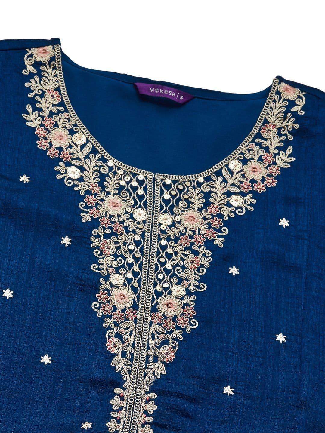MOKOSH Women Silk Embroidered Anarkali Kurta and Pant with Dupatta Set thumbnail 5