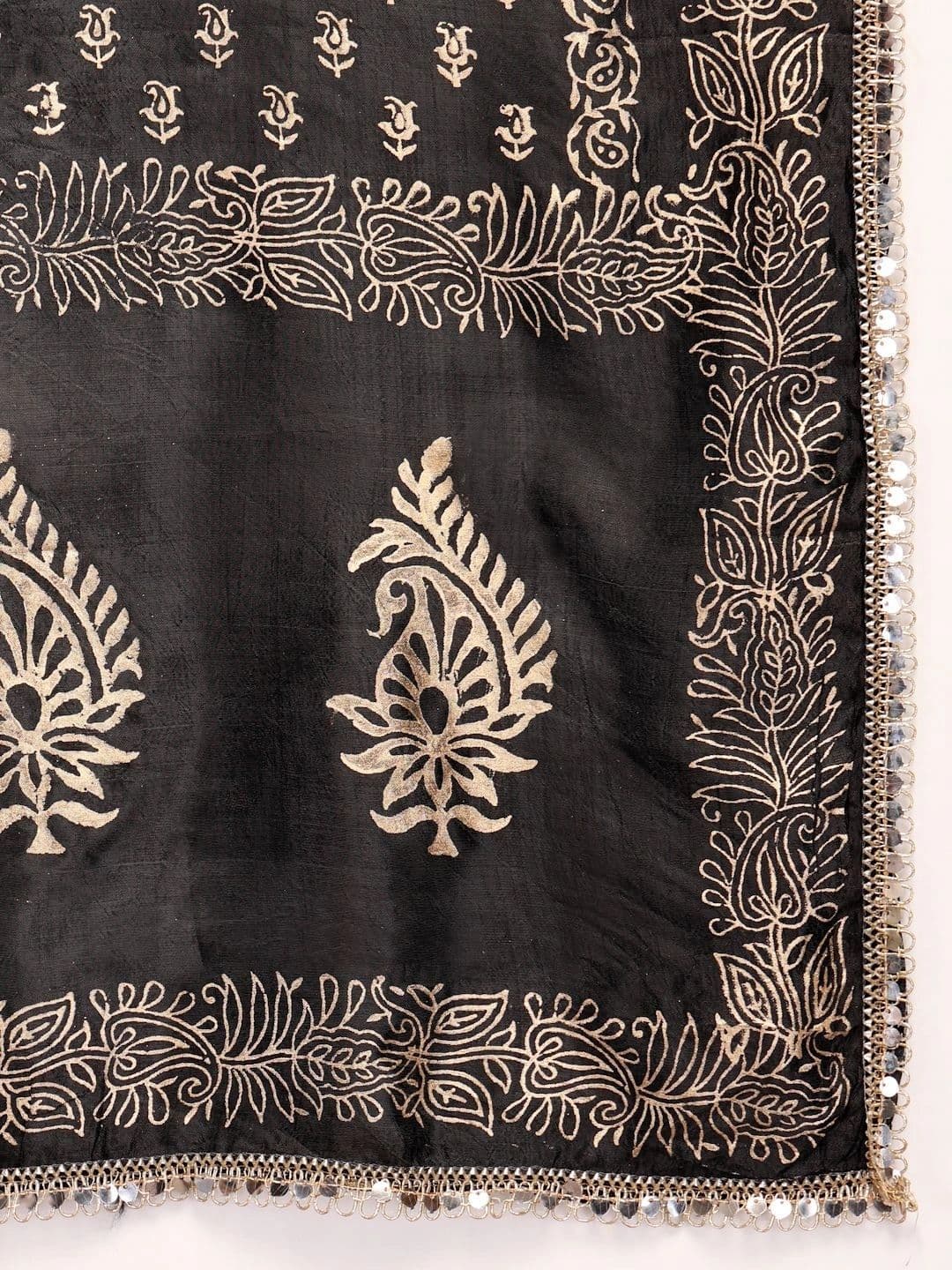 Clora Creation Ethnic Motifs Printed Foil Print Dupatta with Mirror Work thumbnail 3