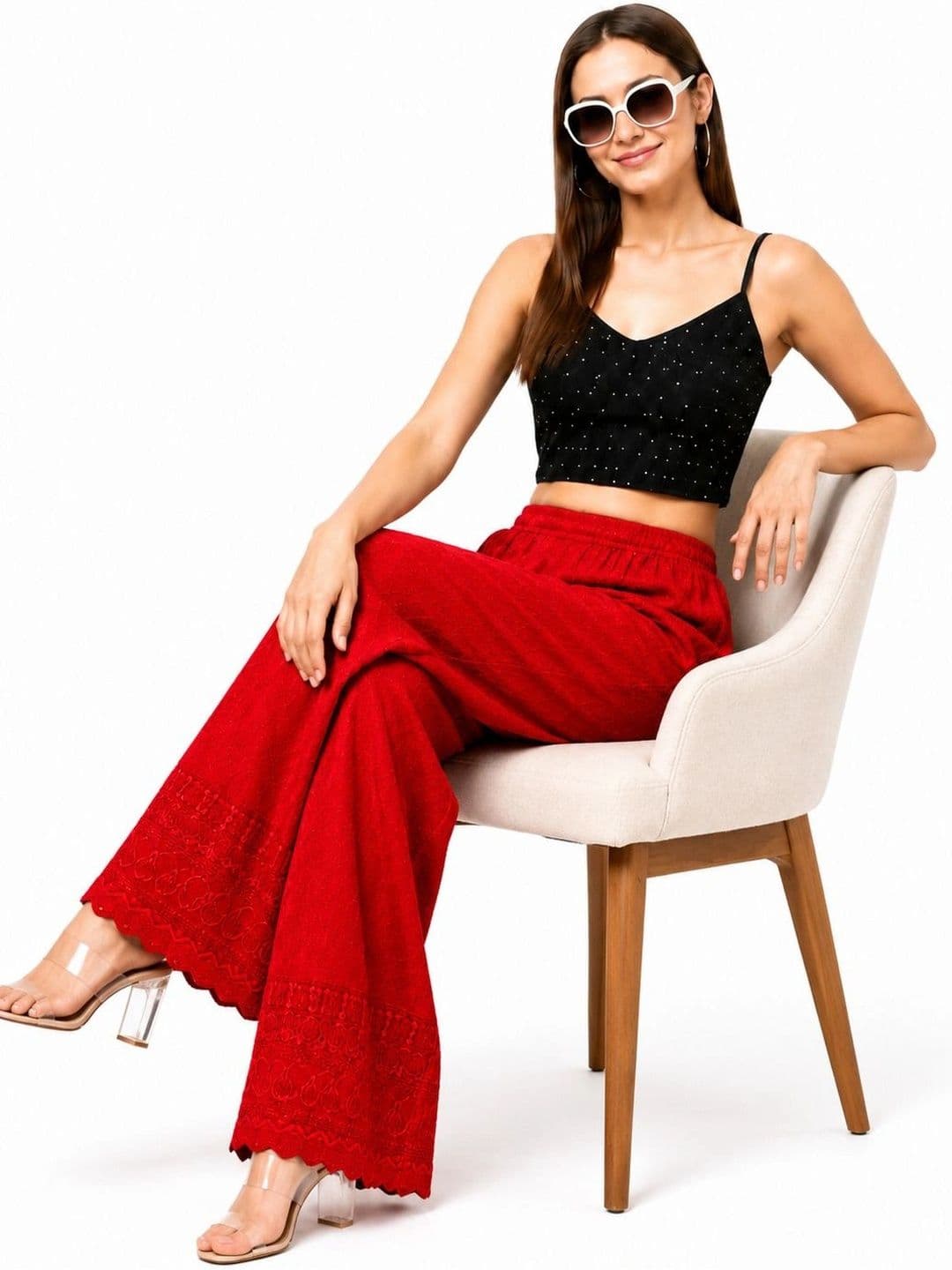Threadbloom Women Embroidered Knitted Ethnic Palazzos thumbnail 2