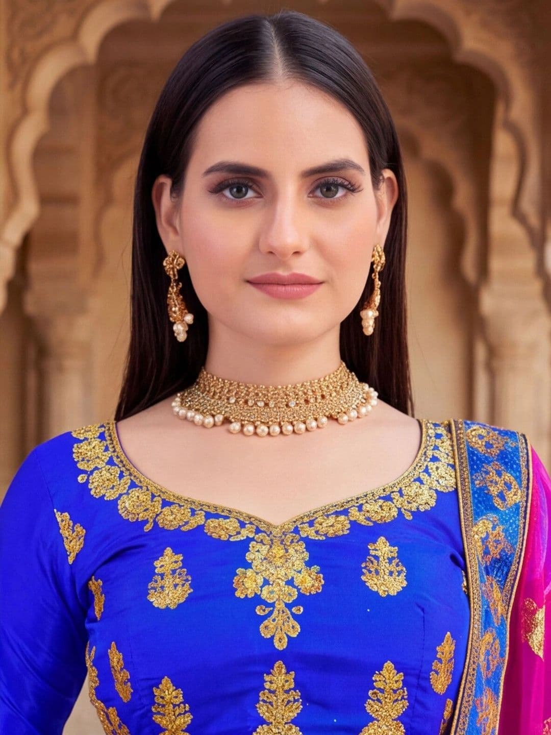 Mitera Embroidered Semi-Stitched Lehenga & Unstitched Blouse With Dupatta thumbnail 3