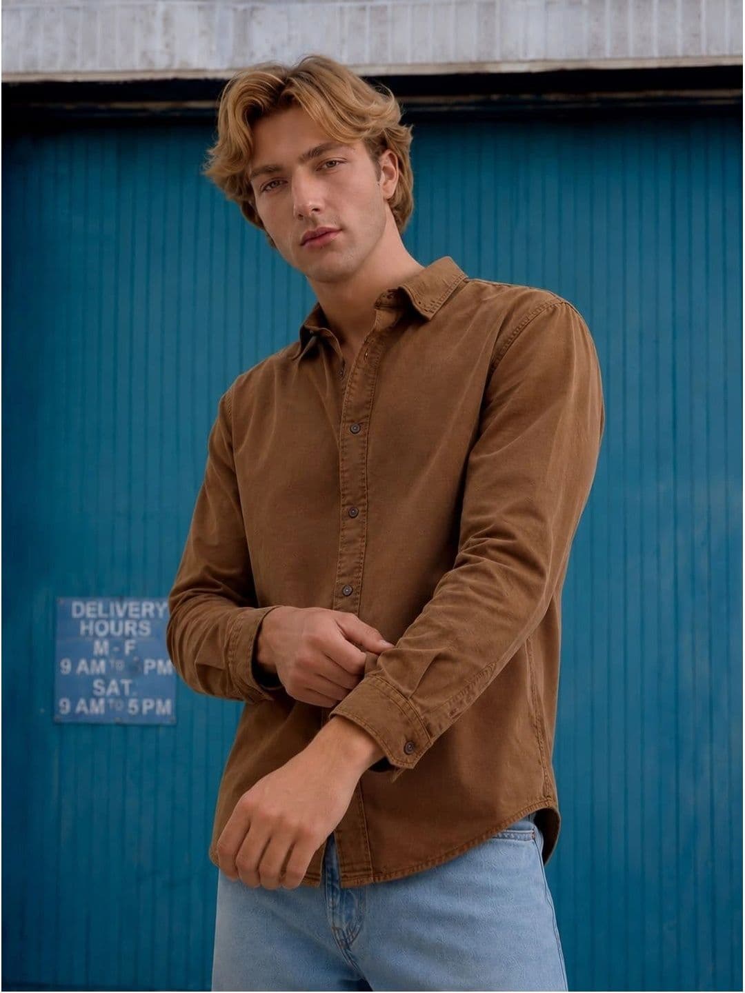 Bene Kleed Men Brown solid full sleeves Cotton Oversize Casual Shirt thumbnail 3