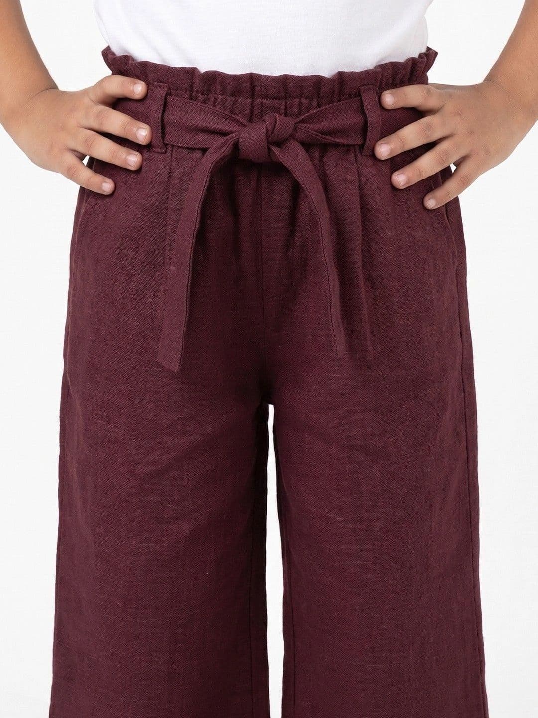 makemyfab Girls Linen Cropped Palazzos thumbnail 5