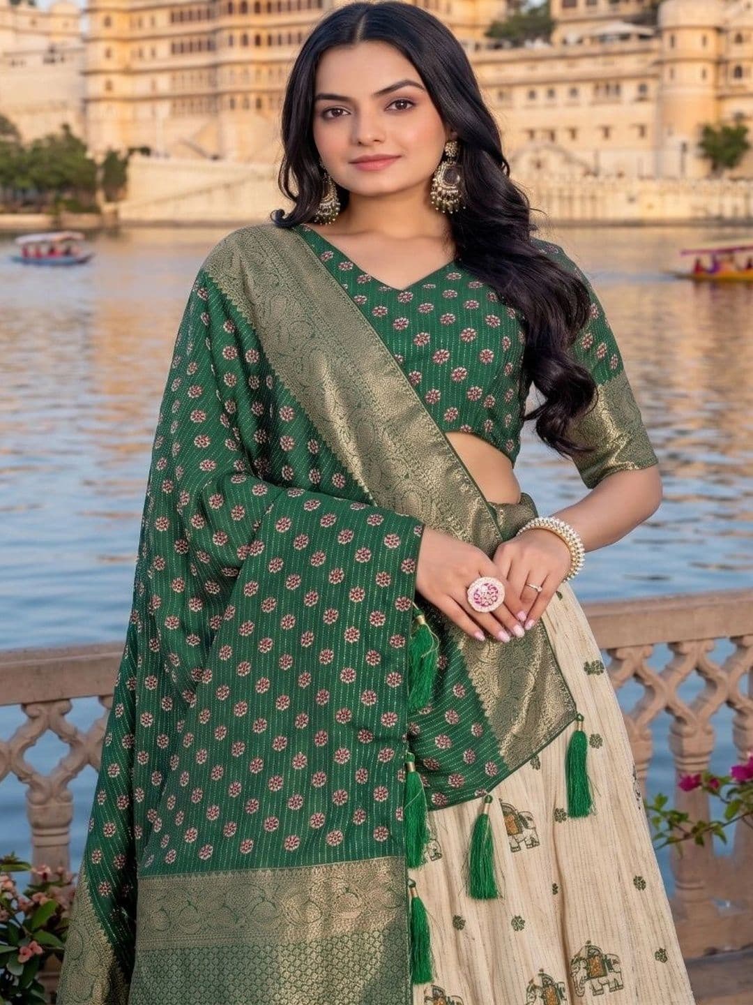 Anouk Semi-Stitched Lehenga & Unstitched Blouse With Dupatta thumbnail 5