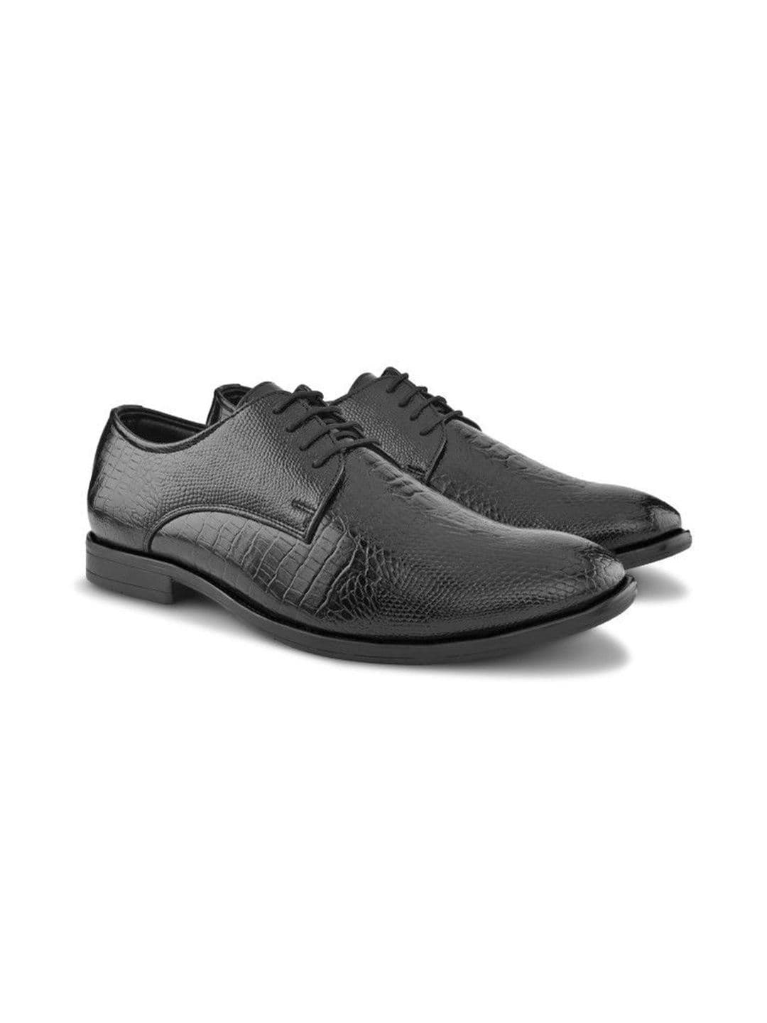 House of Pataudi Men Textured Pointed Toe Lace-Ups Derbys Formal Shoes thumbnail 3