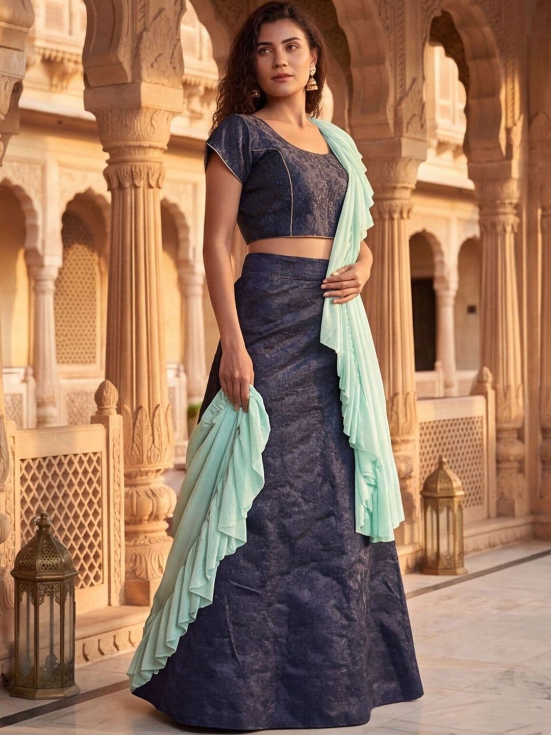 Anouk Rustic Semi-Stitched Lehenga & Unstitched Blouse With Dupatta thumbnail 3
