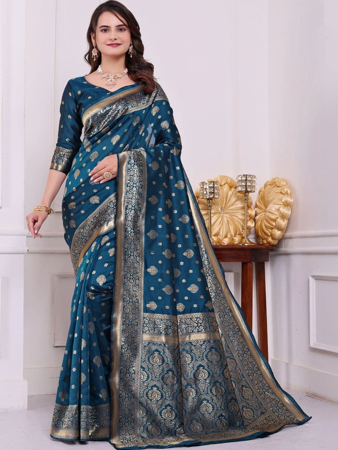 revika Woven Design Zari Art Silk Designer Kanjeevaram Saree - view 1
