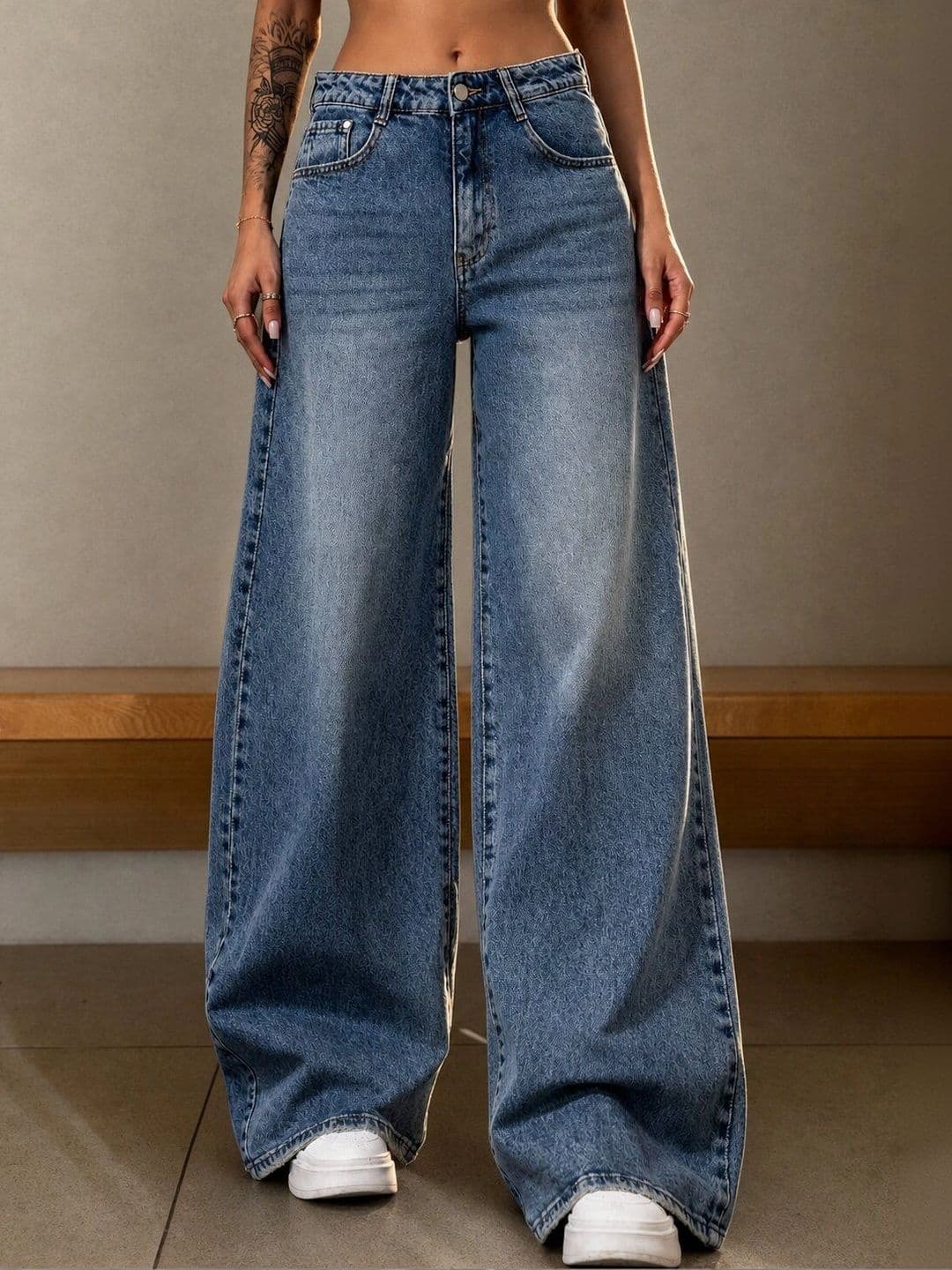 The Roadster Lifestyle Co Women Pure Cotton Clean Look Wide Leg Fit Jeans - view 1