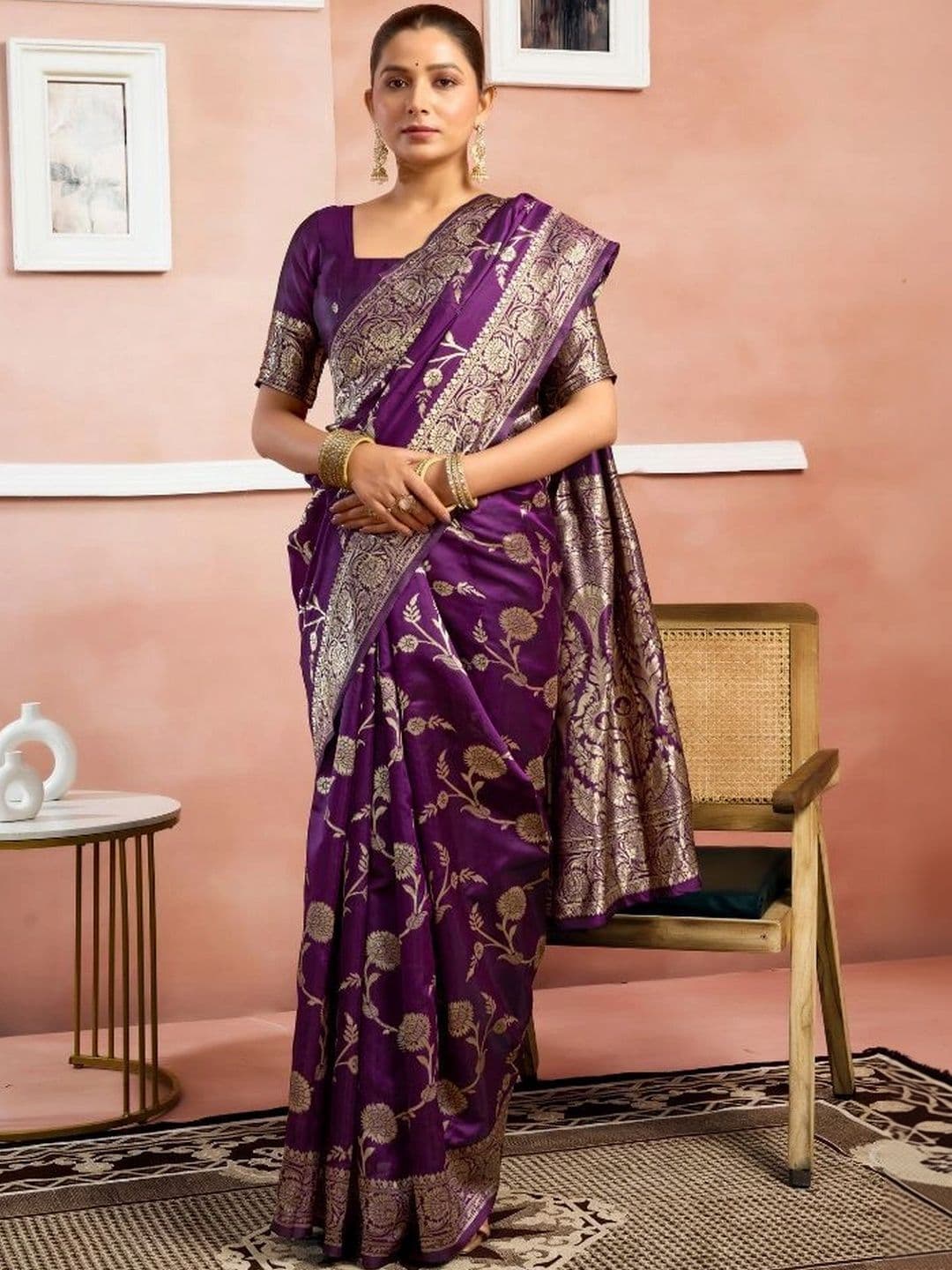 revika Woven Design Zari Art Silk Designer Kanjeevaram Saree thumbnail 2