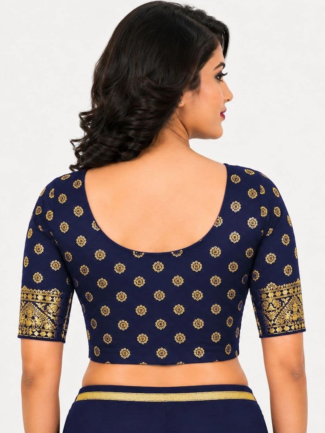 SmartQueen Printed Zari Saree Blouse thumbnail 2