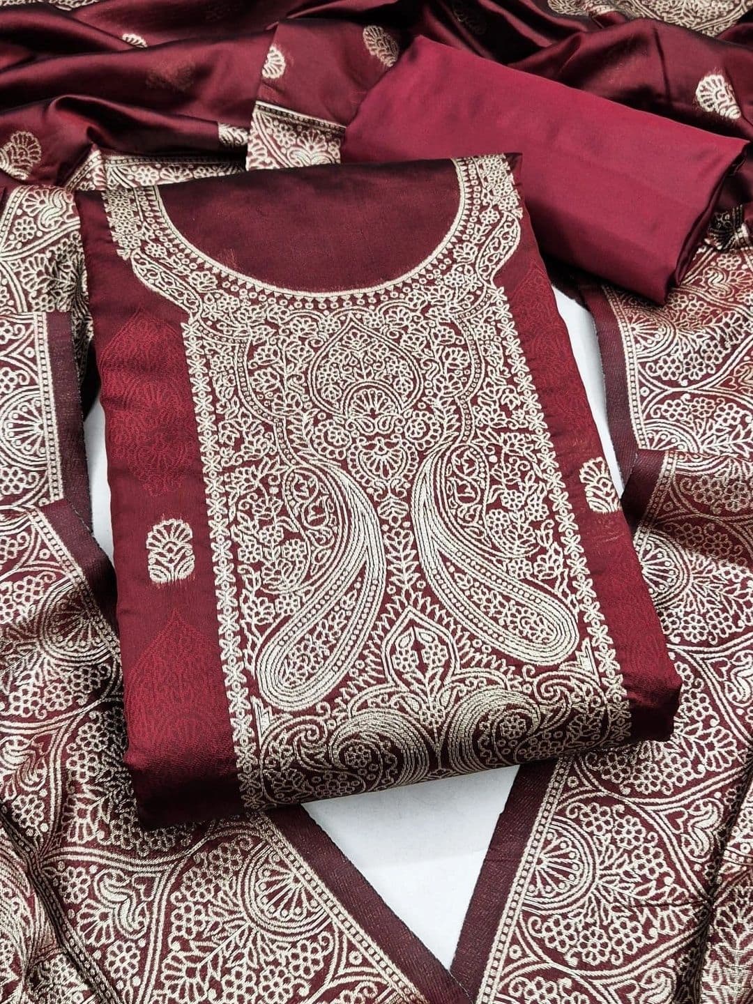 Milvia Art Silk Unstitched Dress Material - view 1