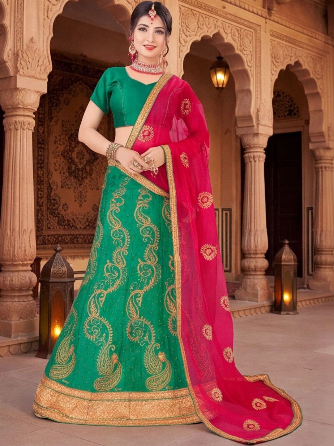 Mitera Semi-Stitched Lehenga & Unstitched Blouse With Dupatta thumbnail 2