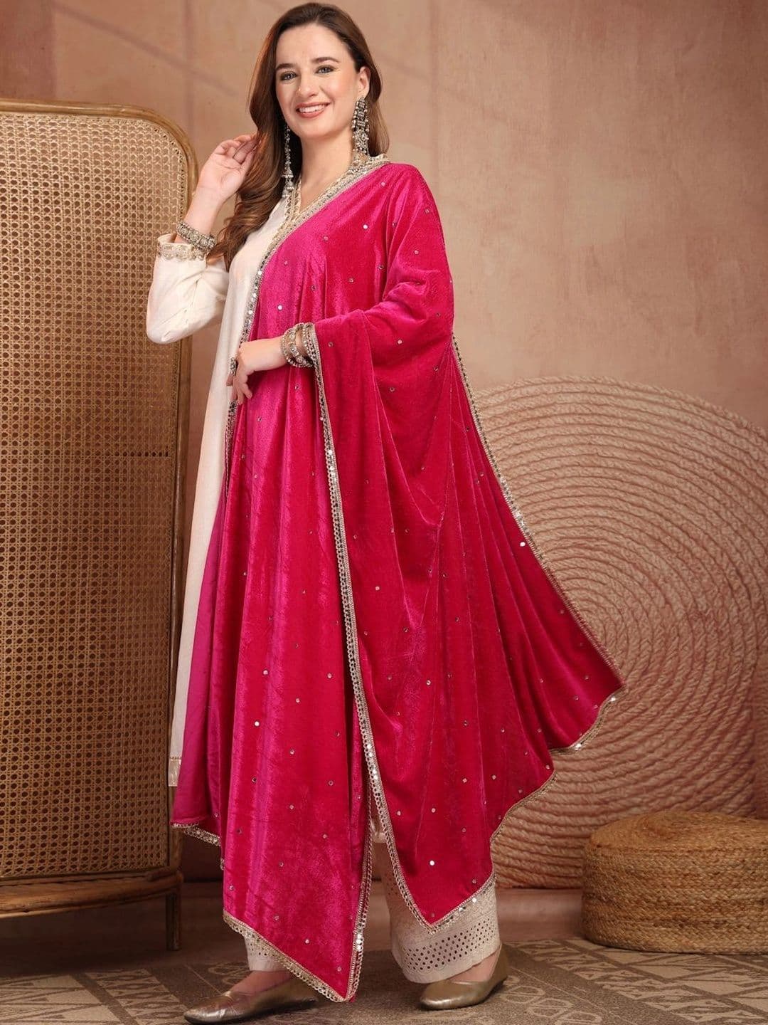 Clora Creation Velvet Dupatta with Sequinned thumbnail 5